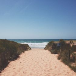 Scenic view of sea against clear sky