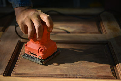 Man working on table