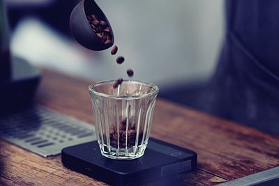 Close-up of coffee on table