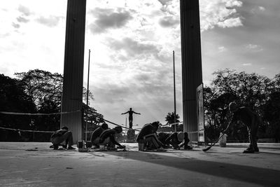 People standing on road