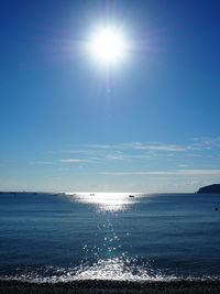 Scenic view of sea against sky on sunny day