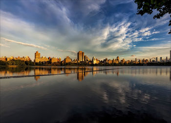 Reflection of buildings in water