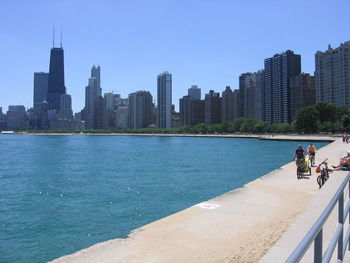 View of city against blue sky