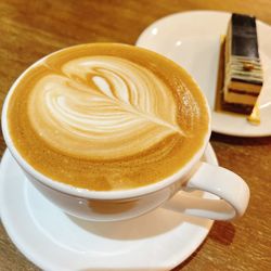 Close-up of cappuccino on table