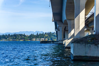 Beneath the interstate 90 bridges in seattle, washington.