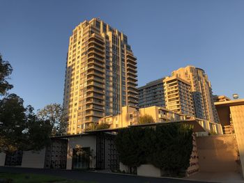 Low angle view of building against clear sky