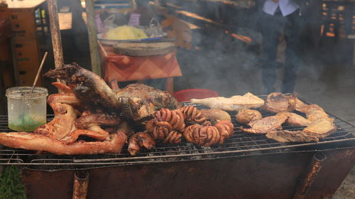 Close-up of meat for sale at market