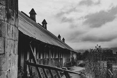 Low angle view of old building against sky