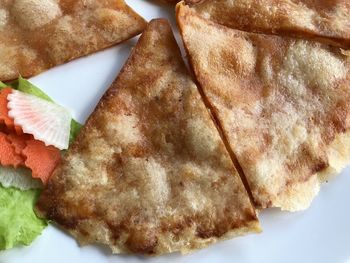 High angle view of breakfast on table