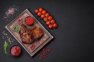 High angle view of food on table