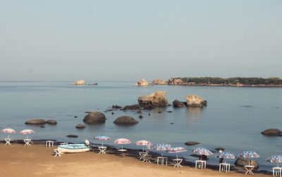 Scenic view of sea against clear sky