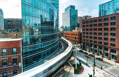 High angle view of buildings in city