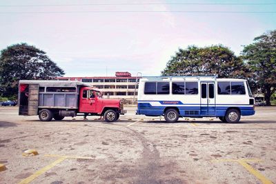 Cars parked on road