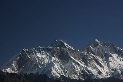 Scenic view of mt. everest against clear blue sky