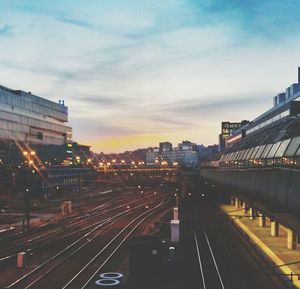 Railroad tracks in city