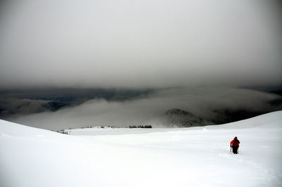 Man on snowy field during winter