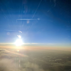 Aerial view of vapor trails in sky
