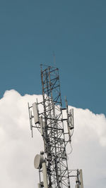 Low angle view of electricity pylon against sky