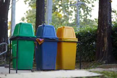 Close-up of garbage bin