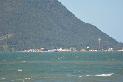 Scenic view of sea against clear sky