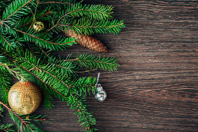 Directly above shot of christmas decorations on table