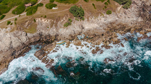 Aerial view of sea waves