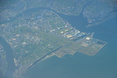 Aerial view of city and buildings