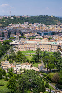 High angle view of townscape against sky