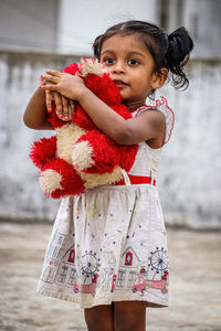 Portrait of cute girl holding teddy bear