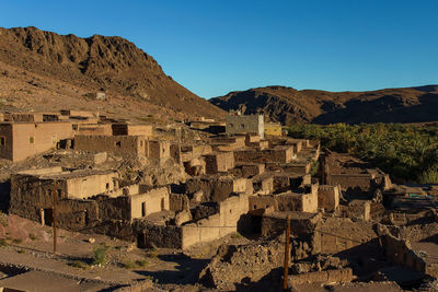 View of townscape against clear sky