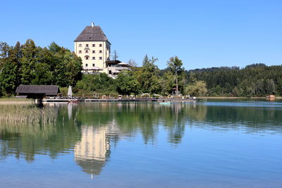Schloß fuschl reflecting in lake 