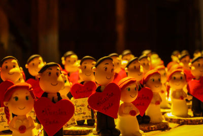 Close-up of candles in temple