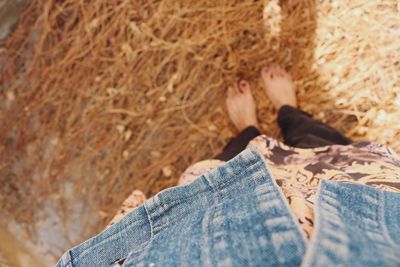 Low section of person relaxing on land