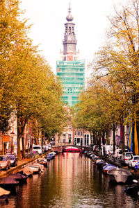 View of clock tower in city