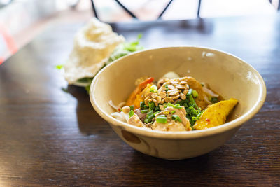 Close-up of food in bowl on table