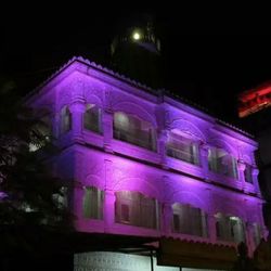 Illuminated building at night