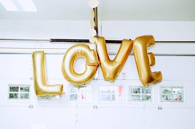 Close-up of text on wall