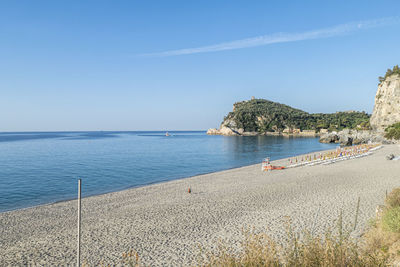 Scenic view of sea against clear sky