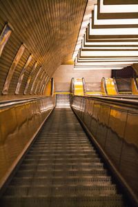 High angle view of escalator in building