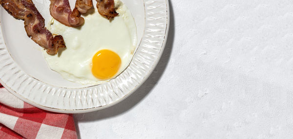 High angle view of breakfast served on table