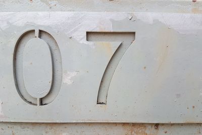 Close-up of metallic numbers