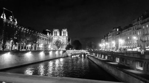 View of illuminated buildings at night