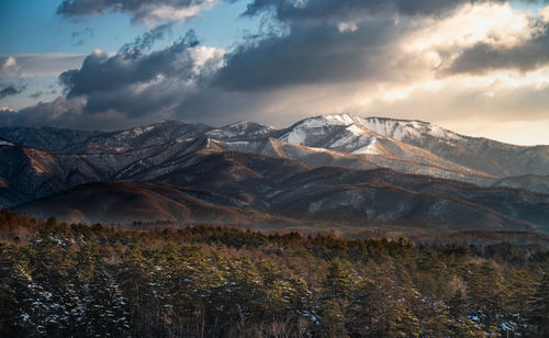 Scenic view of mountains against sky