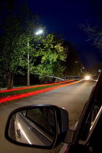 Light trails on street at night