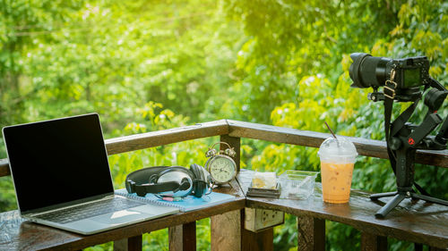 View of laptop on table