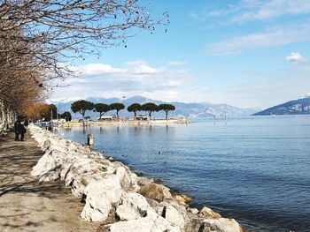 Scenic view of lake against sky