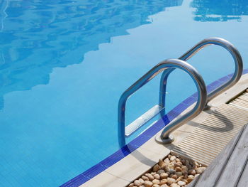 High angle view of swimming pool by sea