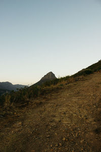 Scenic view of landscape against clear sky