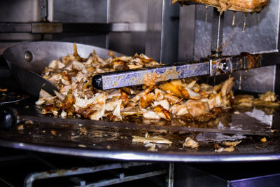 Close-up of fish on barbecue grill