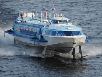 Boat sailing in sea